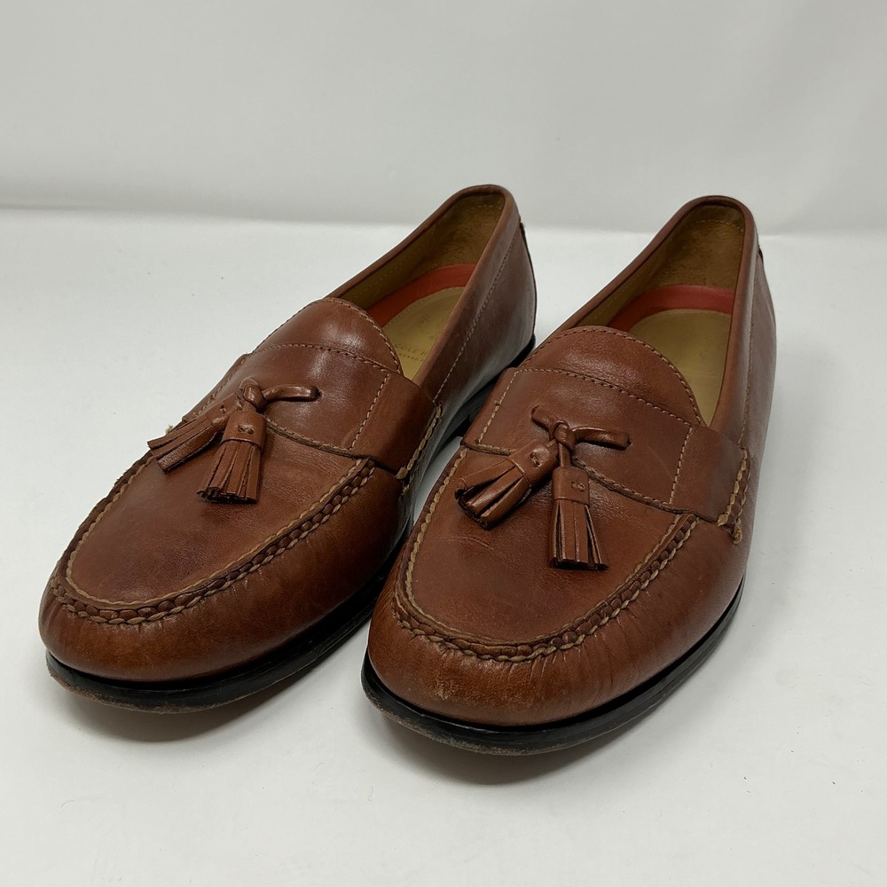Cole Haan Chestnut Brown Leather Tassel Slip-Ons